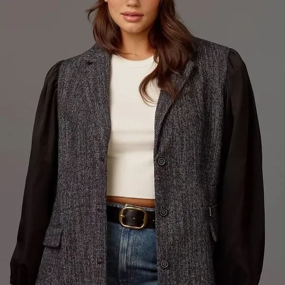 ANTHROPOLOGIE Maeve Mixed Media Relaxed Jacket NWT size 6